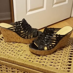 Nine West Black Platform Wedge Sandal